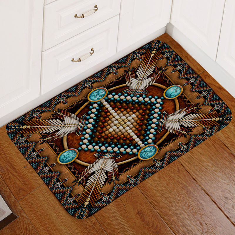 GB-NAT00023-04 Mandala Brown Native American Doormat