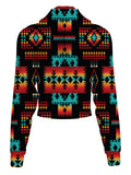 Powwow Store gb nat00046 02 black native tribes pattern native american crop hoodie