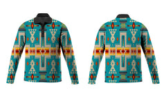 Powwow Store gb nat00062 05 turquoise tribe design native american polo long sleeve