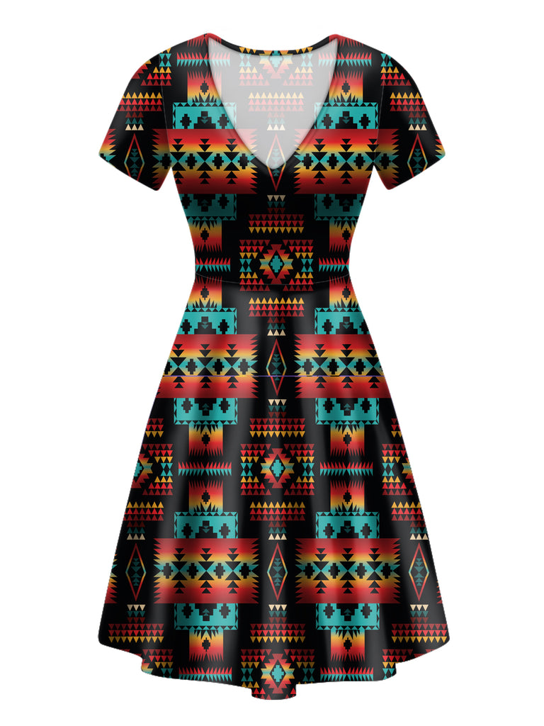 Powwow Store gb nat00046 02 black native tribes pattern native american neck dress