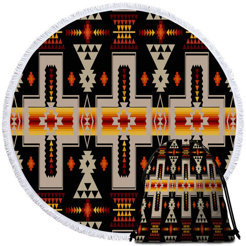 Powwow Store gb nat00062 01 black tribe design beach blanket bag set