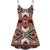 Powwow Store gb nat0002 orange geometric native american strings dress