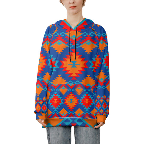 Powwow StoreGBNAT00520  Red & Yellow Geometric  3D Long Hoodies