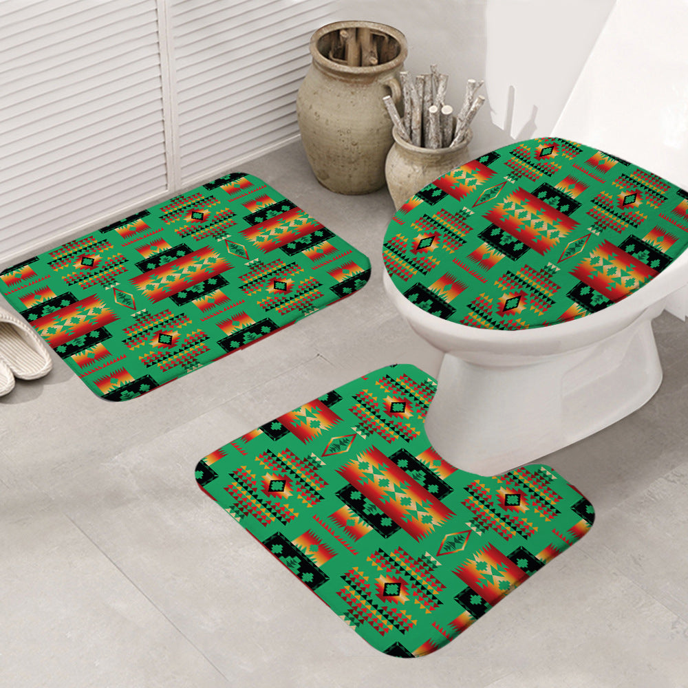 Powwow Store gb nat00046 05 green tribes pattern native american bathroom mat 3 pieces