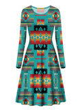 Powwow Store gb nat00046 01 blue native pattern native long sleeve dress