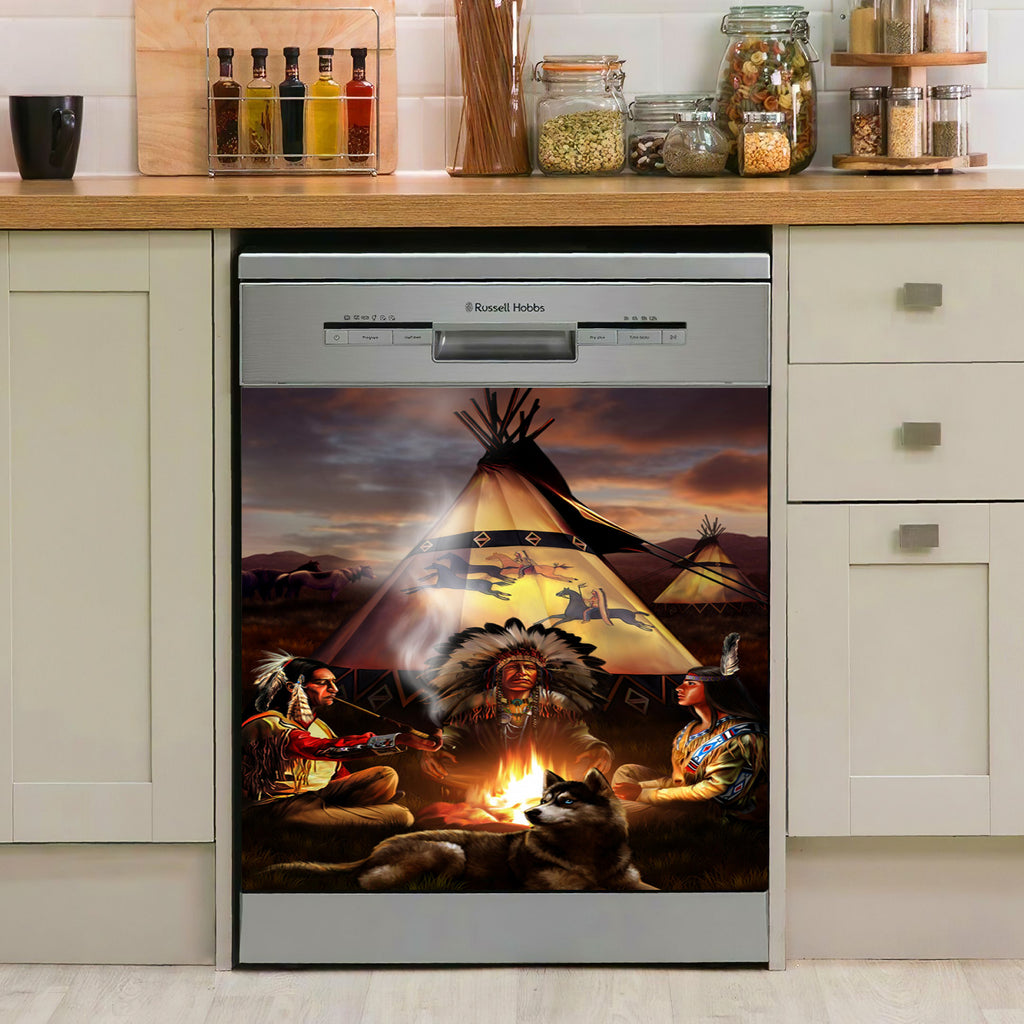 GB-NAT00207 Campfire Native American Dishwasher Cover