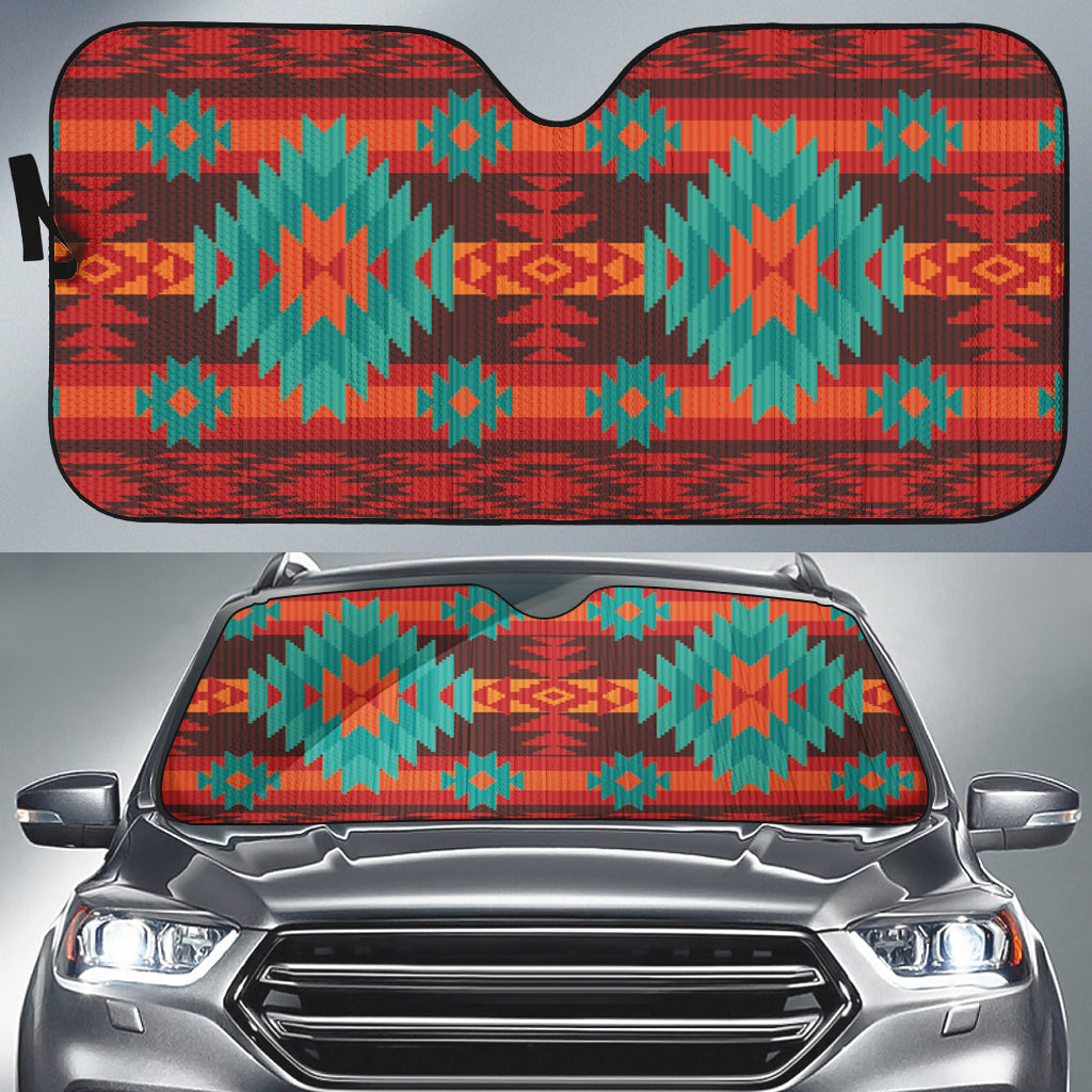 Powwow Store gb nat00611 red geometric pattern auto sun shades