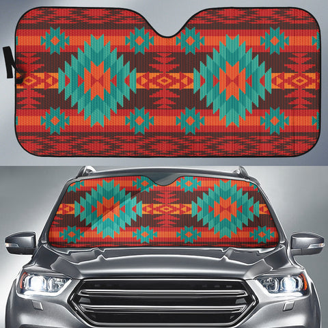 GB-NAT00611 Red Geometric Pattern Auto Sun Shades