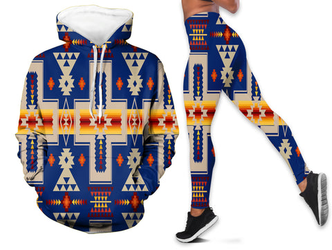 Powwow StoreGBNAT0006204 Navy Tribe  Hoodie Legging Set