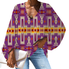 GB-NAT00062-07 Light Purple Tribe Design Native American Chiffon Shirt - Powwow Store