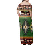 Powwow Store gb nat0001 southwest green symbol native american off shoulder dress