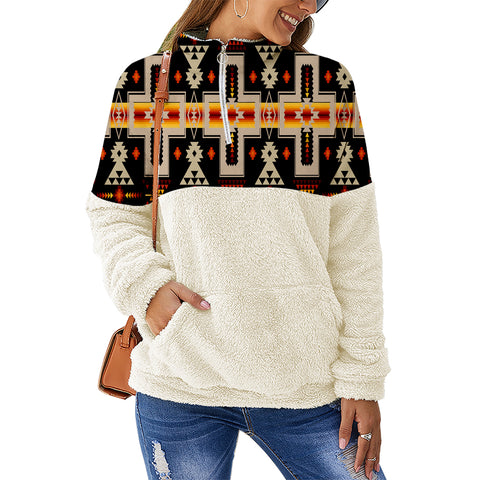 Powwow Store gb nat00062 01 black tribe design native american collar sweatshirt