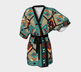 Tribe Blue Pattern Native American Kimono Robe