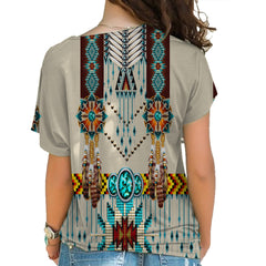 GB-NAT00069Turquoise Blue Pattern Breastplate Native American Cross Shoulder Shirt - Powwow Store