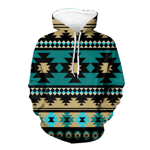 Powwow Store gb nat00509 green ethnic aztec pattern native 3d hoodie