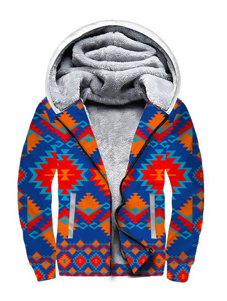 Powwow StoreGBNAT00520 Red & Yellow Geometric 3D Fleece Hoodie