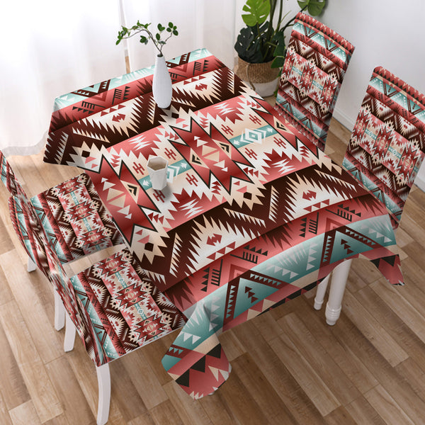 GB-NAT00540 Red Vector Tribal Native Tablecloth – Powwow Store