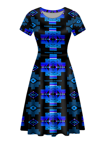 Powwow StoreGBNAT0072002 Native Tribes Pattern Round Neck Dress