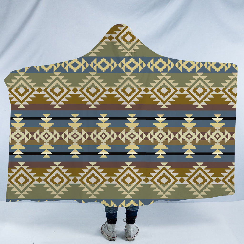 Powwow StoreHDB015 Pattern Native American Design Hooded Blanket