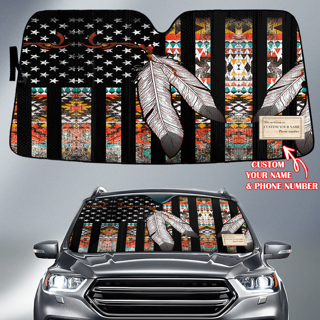 Flag Pattern Native American Custom Name Auto Sun Shades