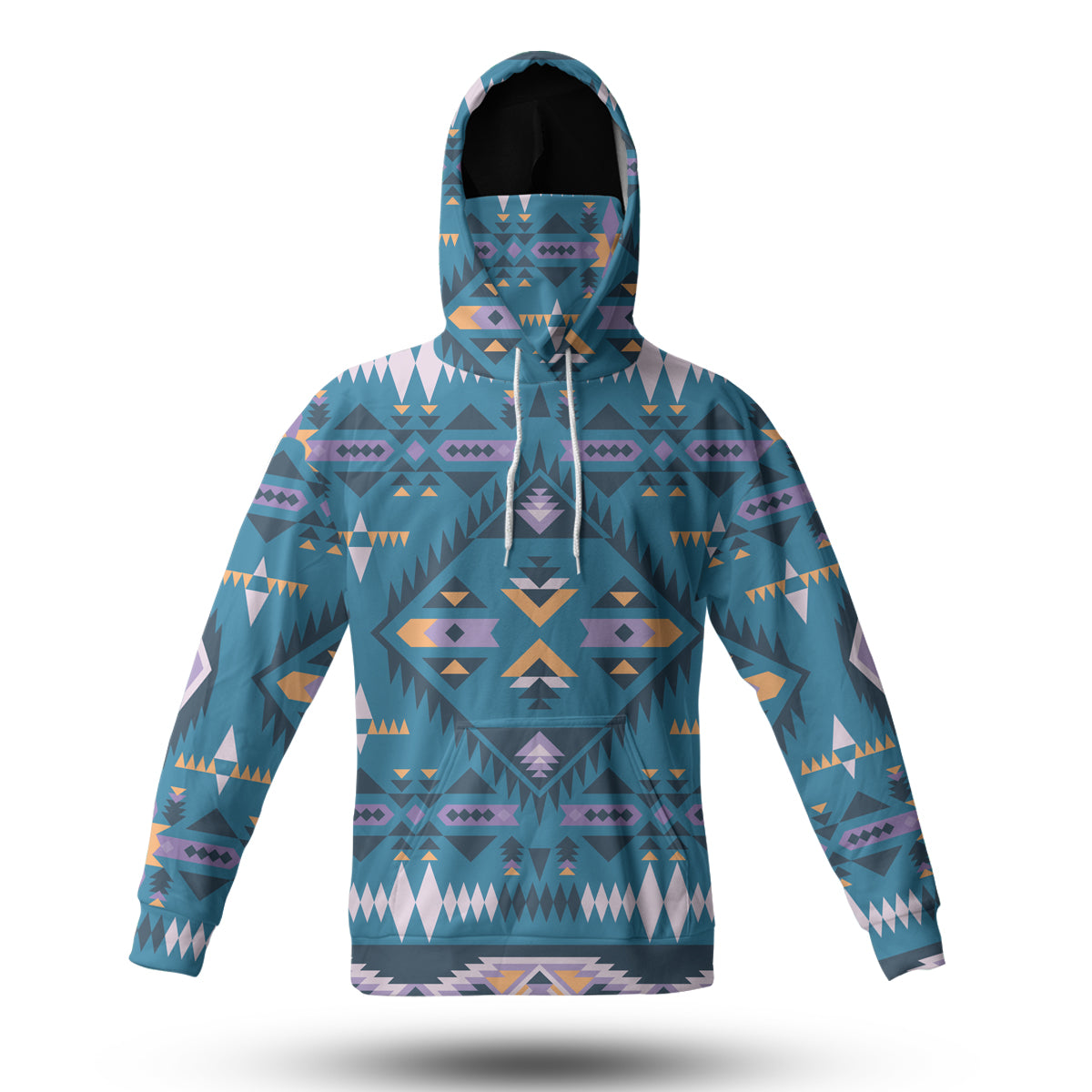 Powwow StoreHWM0010 Pattern Tribal Native 3D Hoodie With Mask