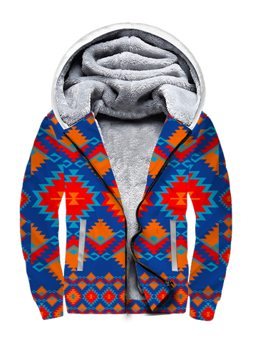 Powwow StoreGBNAT00520 Red & Yellow Geometric 3D Fleece Hoodie