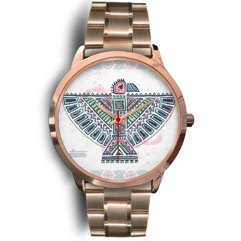 Thunderbird White United Tribes Symbol Native Rose Gold Watch