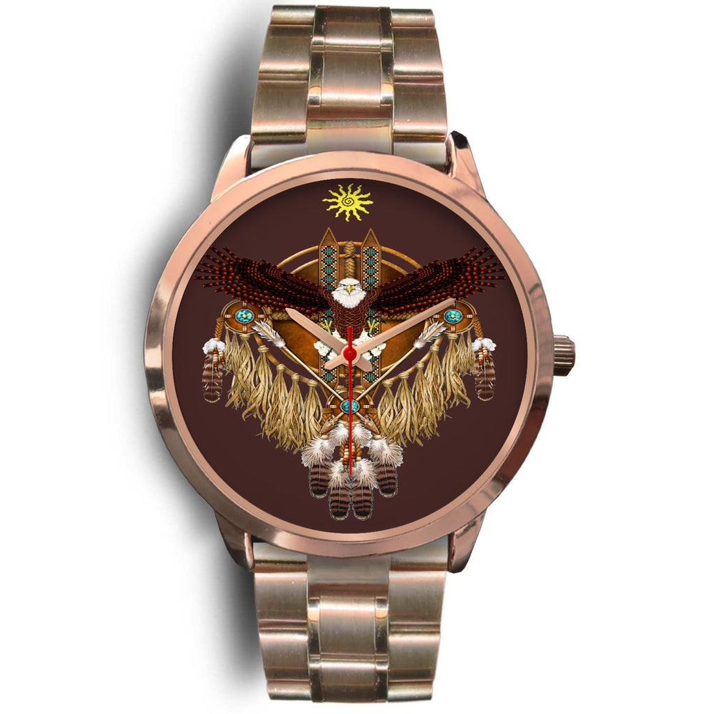 Eagle Sun Dreamcatcher Native American Rose Gold Watch