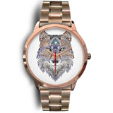 White Wolf Dreamcatcher Native American Rose Gold Watch