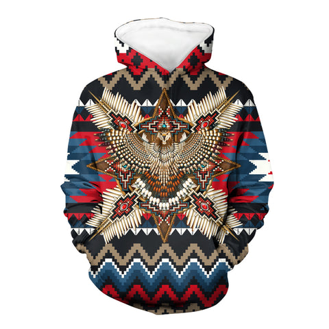 Powwow Store eagle red mandala native 3d hoodie