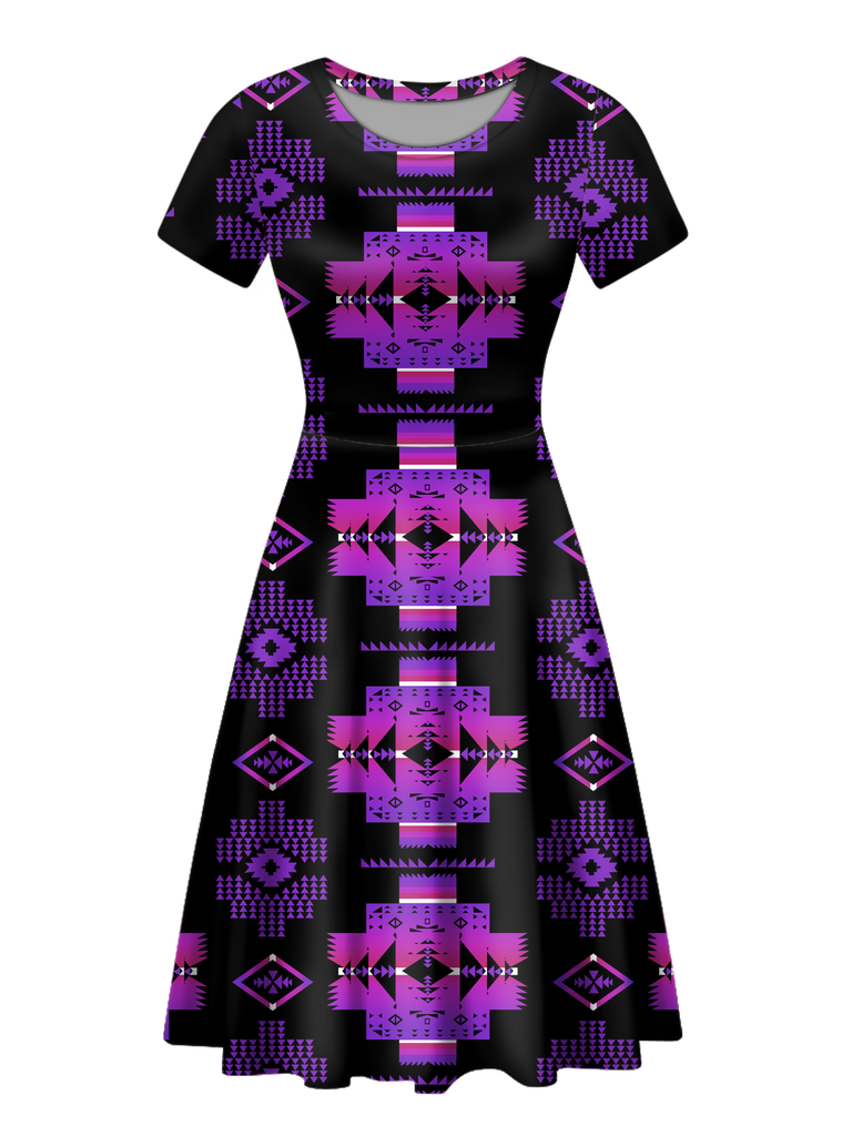 GB-NAT00720 Native Tribes Pattern Round Neck Dress
