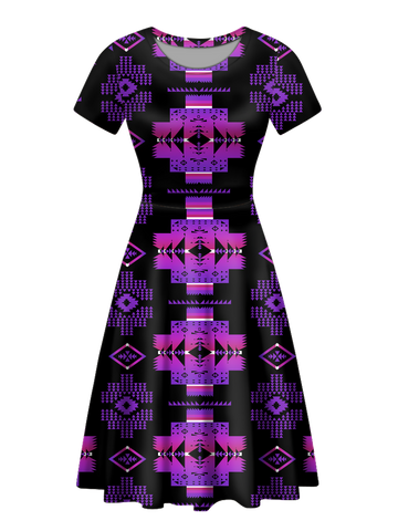 Powwow StoreGBNAT00720 Native Tribes Pattern Round Neck Dress