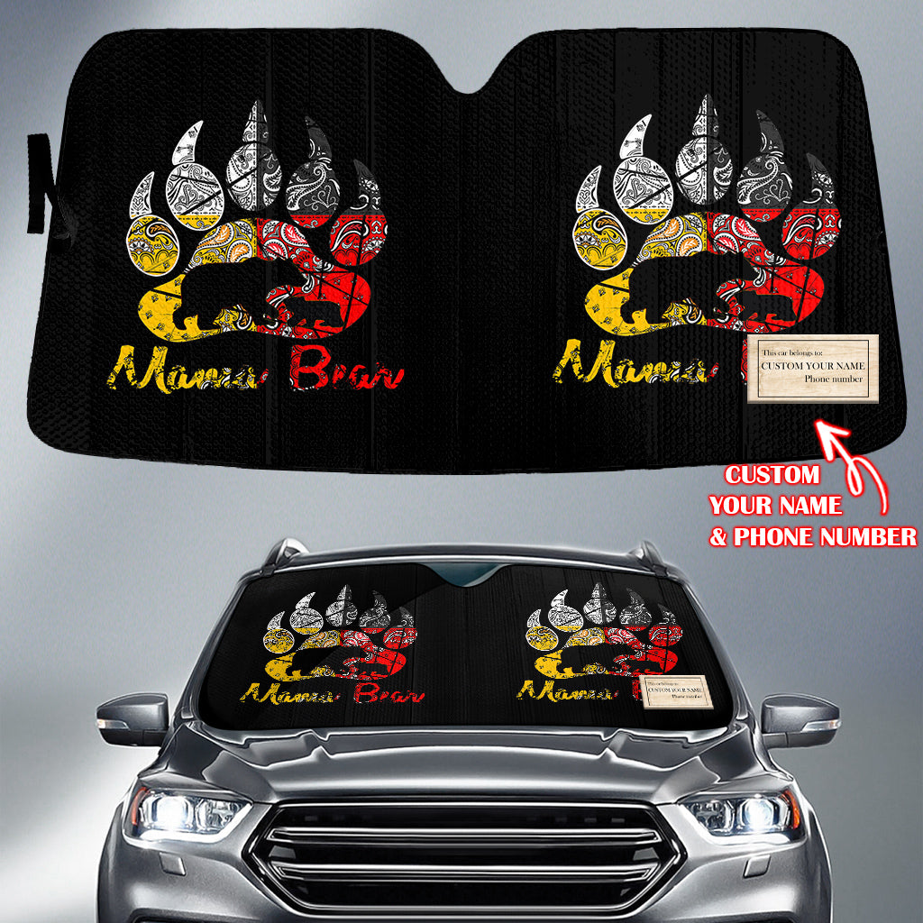 GB-NAT00085 Mama Bear Native American Custom Name Auto Sun Shades