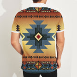 GB-NAT00057-01 Southwest Blue Symbol Native American Polo T-Shirt 3D