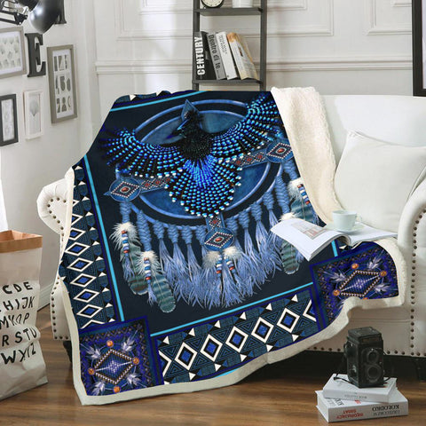 Powwow StoreBLK0005 Blue Mandala Thunderbird Blanket