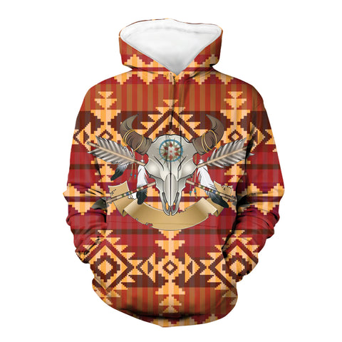 Powwow Store gb nat00523 arrow skull bison head 3d hoodie