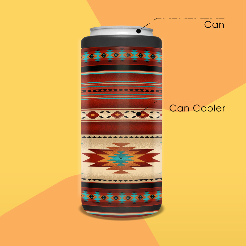 GB-NAT00559-02 Red Native Pattern Can Cooler