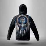 Powwow Store gb nat00010 galaxy dreamcatcher wolf 3d native american 3d hoodie with mask