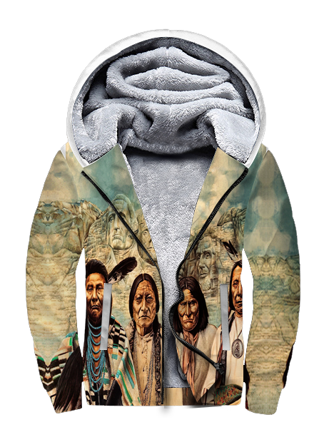 Powwow StoreGBNAT00198 Founding Fathers Native American 3D Fleece Hoodie