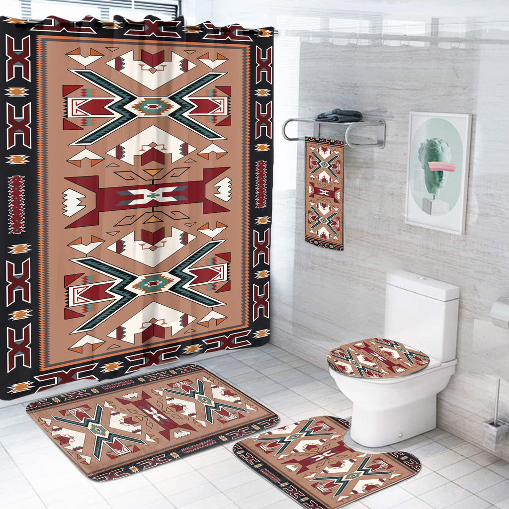 Powwow Store gb nat0002 orange geometric bathroom set