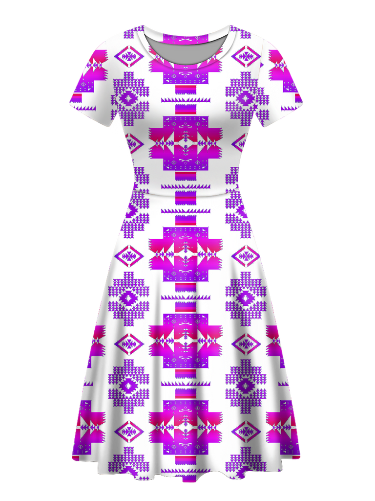 Powwow StoreGBNAT0072010 Native Tribes Pattern Round Neck Dress