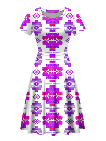 Powwow StoreGBNAT0072010 Native Tribes Pattern Round Neck Dress