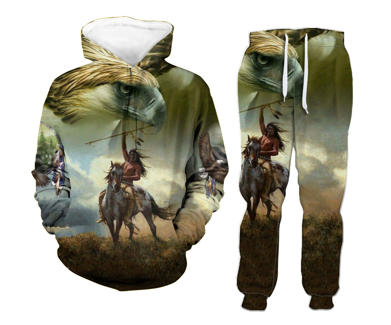 Powwow Store gb nat00531 eagle chief hoodie long pants 3d set