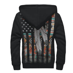 Powwow Store feather american flag native american sherpa hoodie