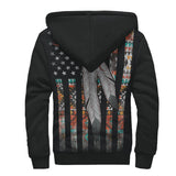 Powwow Store 3d feather american flag native american sherpa hoodie