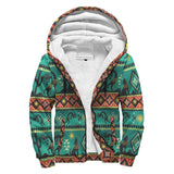 Kokopelli Myth Green Native American Sherpa Hoodie