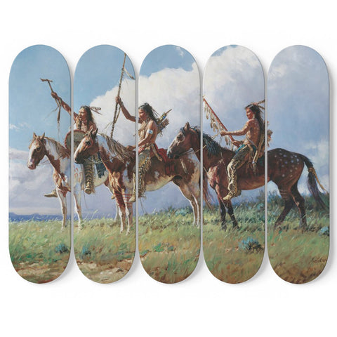 Warriors Riding Horses Native American 5 Skateboard Wall Art