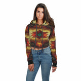 United Tribes Brown Design Native American AOP Crop Hoodie