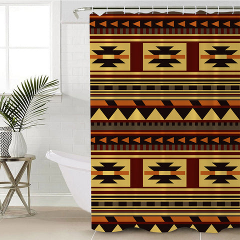 GB-NAT00507 Brown Ethnic Pattern Native Shower Curtain