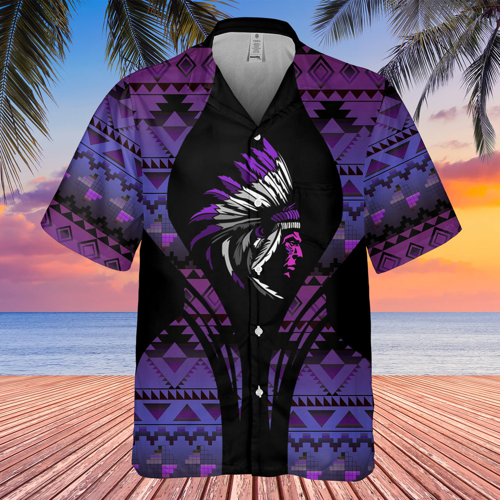 Powwow StoreGBHW000182 Tribe Design Native American Hawaiian Shirt 3D